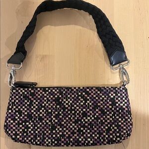 THE SAK woven purple,Pink,cream & Black Shoulder Bag - one short woven handle